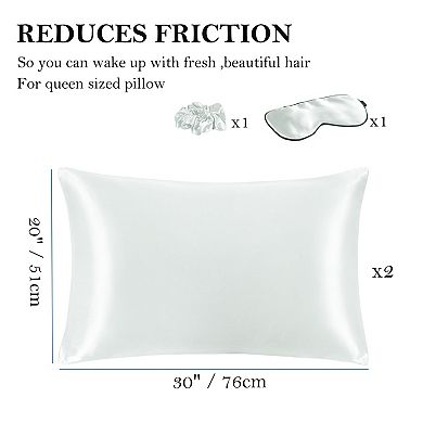 Set of 2 Satin Silk Pillowcase Soft Zipper Closure Queen 20" x 30"