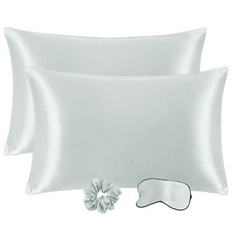 Set of 2 Satin Silk Pillowcase Soft Zipper Closure Queen 20" x 30"