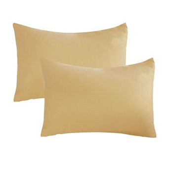 Soft 2 pc Pillowcases Microfiber No Wrinkle Travel Yellow Pillow Case Cover 14" x 20"