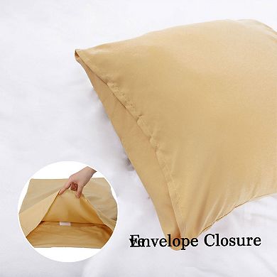 Soft 2pcs Pillowcases Microfiber No Wrinkle Travel Yellow Pillow Case Cover 14" x 20"