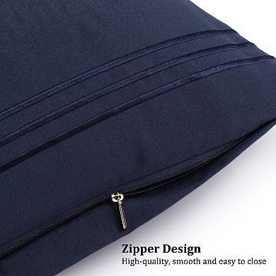 Brushed Pillowcases Soft Pillow Covers with Embroidery Zipper Closure 2 Pcs King 20" x 36"