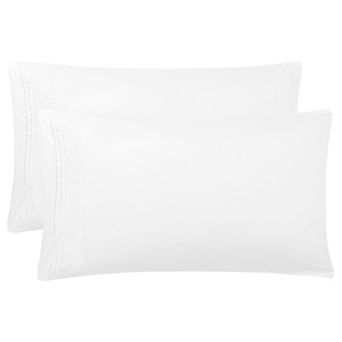 Brushed Pillowcases Soft Pillow Covers with Embroidery Zipper Closure 2 pc King 20" x 36"