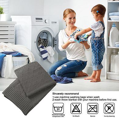 Soft 100% Cotton Cable Knit Throw Blanket for Couch Sofa Chair Decorative Home Throw 50"x60"