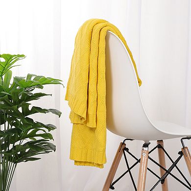 Soft 100% Cotton Cable Knit Throw Blanket for Couch Sofa Chair Decorative Home Throw 50"x60"