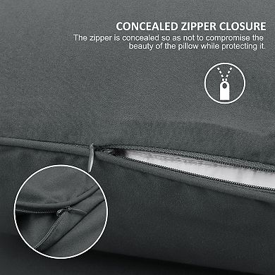 Brushed 2 Pcs Pillowcases with Roll Rim Zipper Closure Standard 20" x 26"