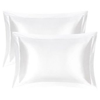2 Pack Retro Satin Ruffle Pillowcases with Envelope Standard 20" x 26"