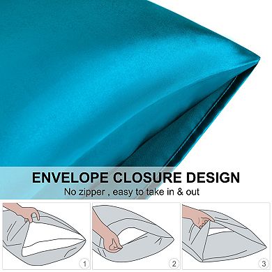 85GSM Satin Luxury Silky Envelope Closure Pillow Cases 2 Pcs Travel 14" x 20"
