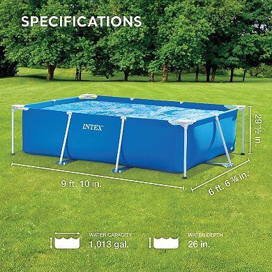 Intex 9.8' x 29.5" Rectangular Frame Above Ground Outdoor Backyard Swimming Pool