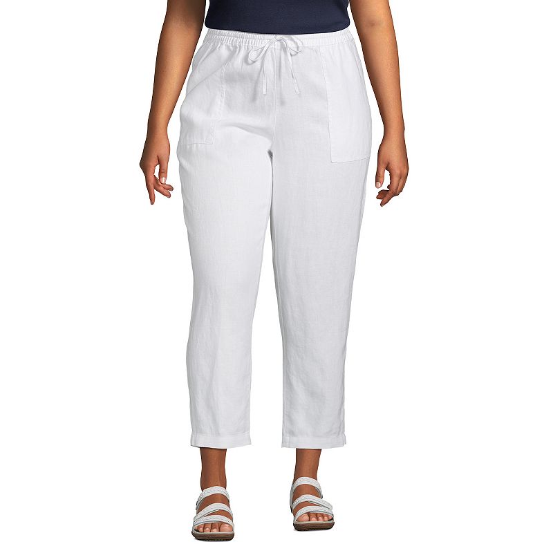 UPC 195926000989 product image for Plus Size Lands' End High-Waisted Pull-On Linen Crop Pants, Women's, Size: 16 W, | upcitemdb.com