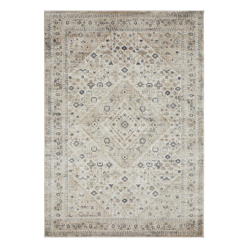 Loomaknoti Kehleigh Abrem Cream Area Rug, White, 5X7 Ft