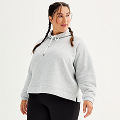 Womens, Tek Gear, Hooded, Zip Up Athletic Sweater, Gray Heather, Fleece, Med