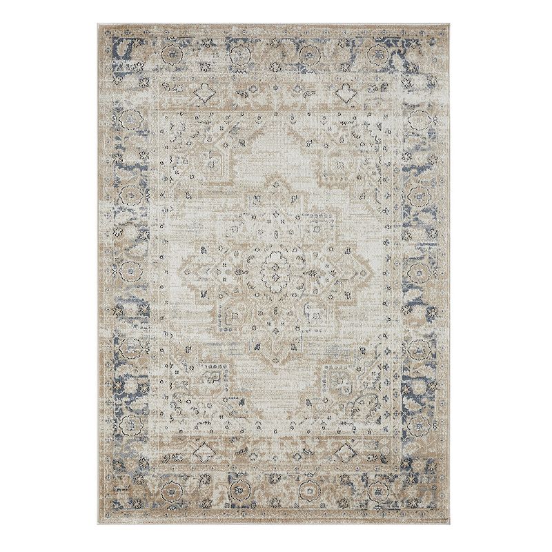 Loomaknoti Kehleigh Zay Cream Area Rug, White, 5X7 Ft