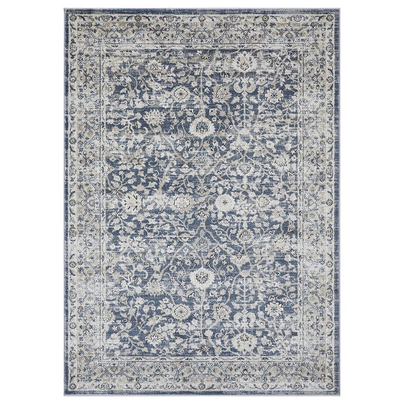 Loomaknoti Kehleigh Oviel Cream Area Rug, Blue, 5X7 Ft