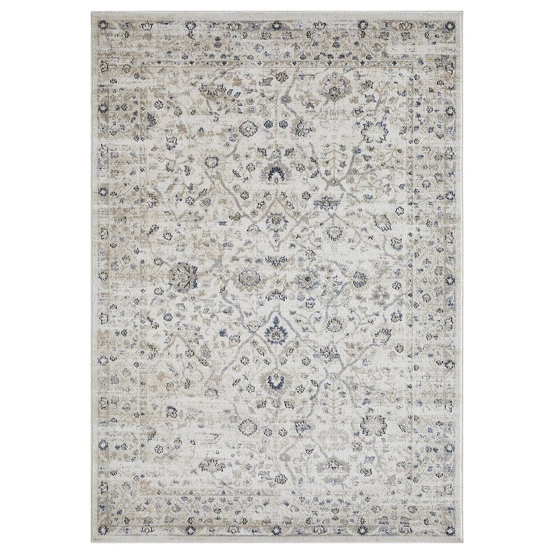 Loomaknoti Kehleigh Oviel Cream Area Rug, White, 5X7 Ft