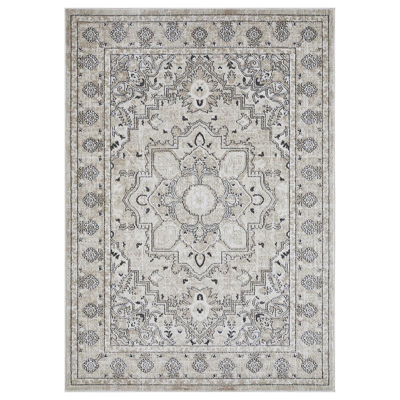 Loomaknoti Kehleigh Aval Cream Area Rug, White, 5X7 Ft