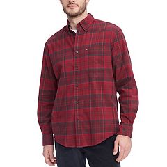 Gold Label Roundtree & Yorke Big and Tall Non-Iron Wrinkle-Resistant Men's  Long Sleeve Casual Shirt (Dark Red 001, Large Tall, LT) 