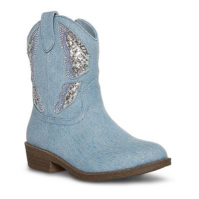 madden girl Misses Girls' MTINAA Denim Rhinestone Cowboy Boots