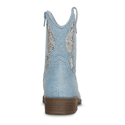 madden girl Misses Girls MTINAA Denim Rhinestone Cowboy Boots