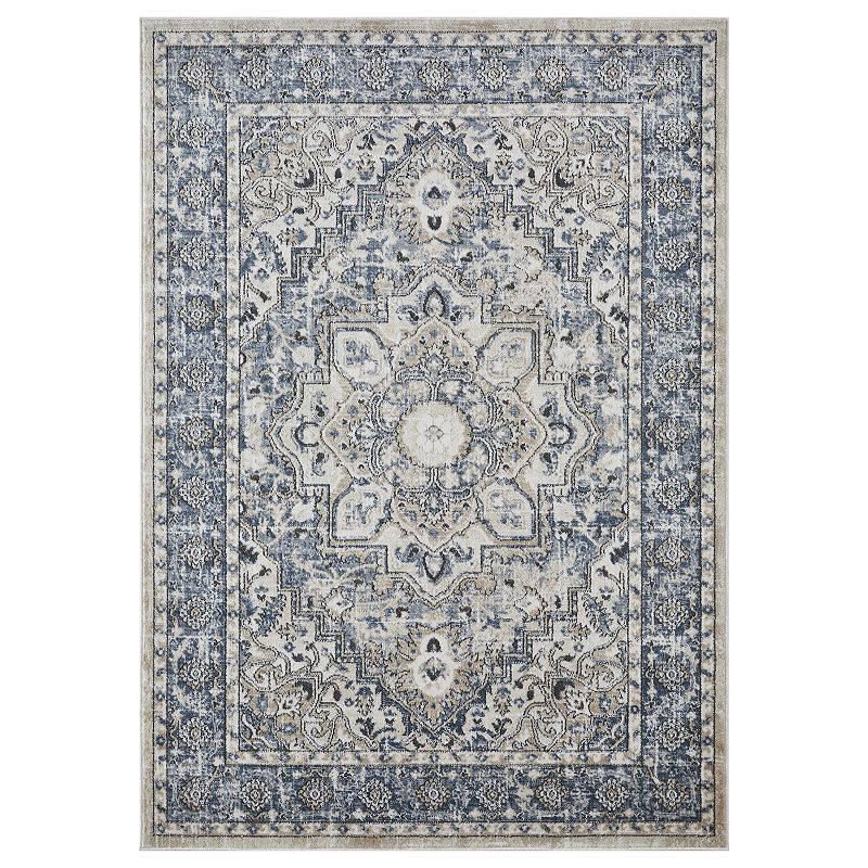 Loomaknoti Kehleigh Aval Blue Area Rug, 5X7 Ft