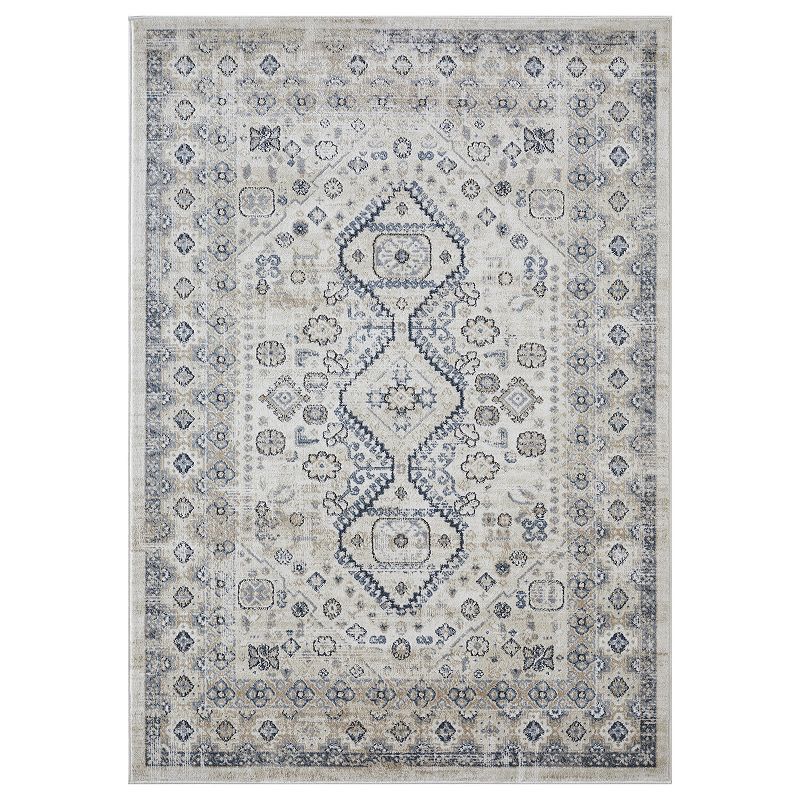 Loomaknoti Kehleigh Awe Blue Area Rug, White, 5X7 Ft