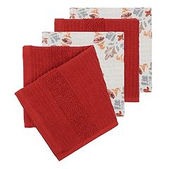 Two Terry Cloth Kitchen Towels with Matching Four Pack of Dish Cloths by Food Network
