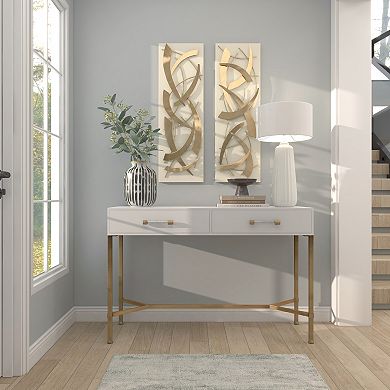 Stella & Eve Metal Dimensional Wall Decor with Wood Backing 2-piece Set