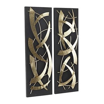 Stella & Eve Metal Dimensional Wall Decor with Wood Backing 2 pc Set