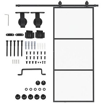 Sliding Door with 6FT Hardware Kit Frosted Tempered Glass Door 36 x 84 in