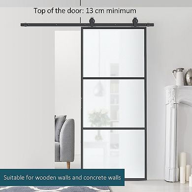Sliding Door with 6FT Hardware Kit Frosted Tempered Glass Door 36 x 84 in