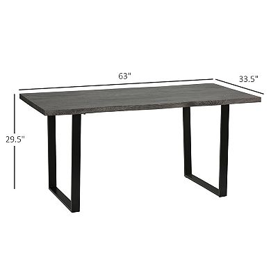 Homcom Dining Table With Wave-edged Tabletop Steel Legs Kitchen Table Grey