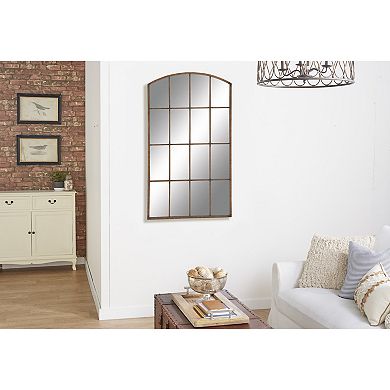 Stella & Eve Metal Window Pane Inspired Wall Mirror With Arched Top