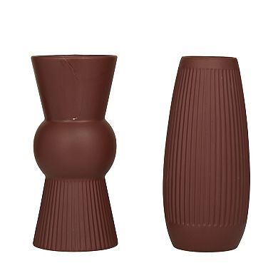 Stella & Eve Ceramic Ribbed Vase With Handles