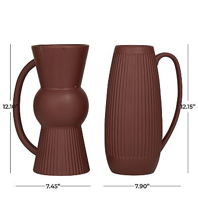 Stella & Eve Ceramic Ribbed Vase With Handles