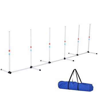 PawHut Dog Weave Pole Set Agility Starter Kit Pet Outdoor Exercise Training Set