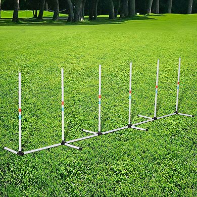 PawHut Dog Weave Pole Set Agility Starter Kit Pet Outdoor Exercise Training Set