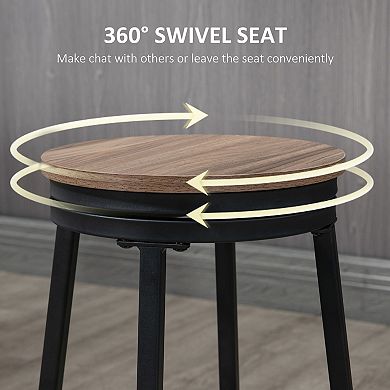 HOMCOM 5-Piece Bar Table and Chairs Set with Swivel Seat, Industrial Round Dining Table & 4 Stools for Pub, Kitchen, Light Brown