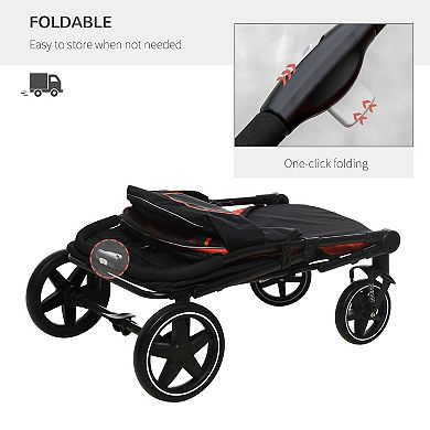 Pawhut One-click Foldable Pet Stroller With Shock Absorber, Red