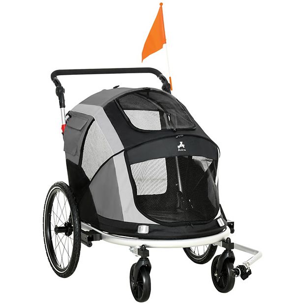 Aosom 2-in-1 Pet Bike Trailer, Dog Stroller, Small Pet Bicycle Cart Carrier  with Safety