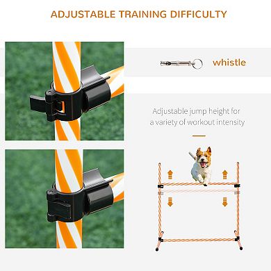 PawHut Outdoor Dog Playset with 6 High Jump Hurdles, Carry Bag, and Whistle