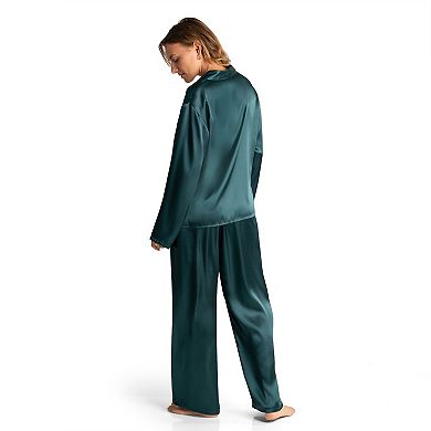 Women's Lilac+London Satin Pajama Top and Pajama Pant Set