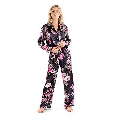 Petite Lilac+London Satin Pajama Top and Pajama Pant Set