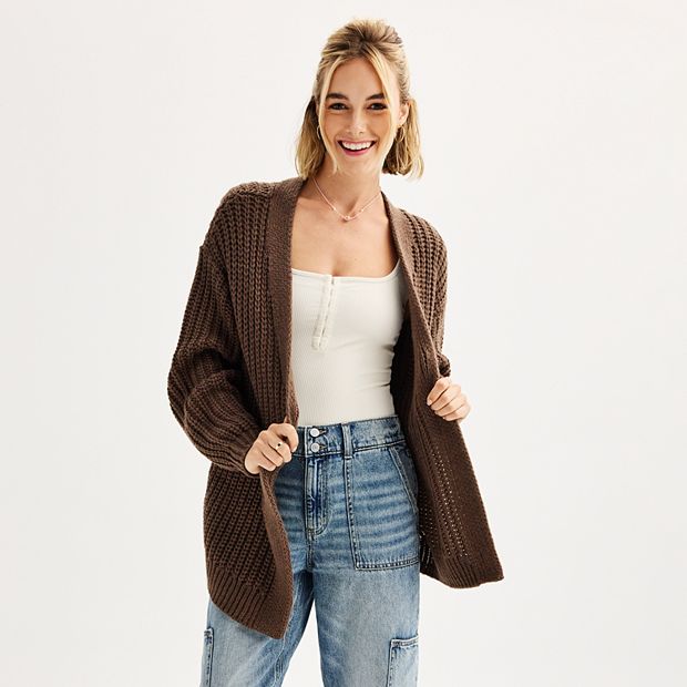 Juniors SO Oversized Open Front Cardigan