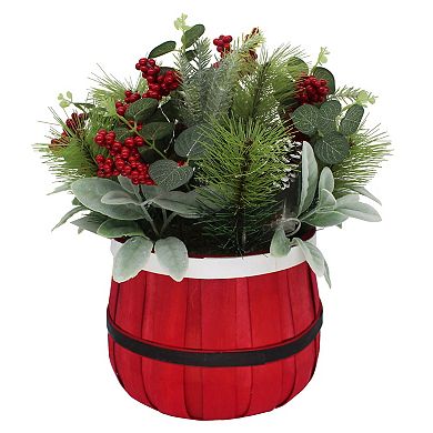 St. Nicholas Square Pre-Lit Oversized Santa Basket Artificial Plant Table Decor