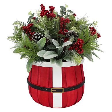 St. Nicholas Square Pre-Lit Oversized Santa Basket Artificial Plant Table Decor