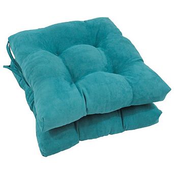 Blazing Needles 16-inch Solid Micro Suede Square Tufted Chair Cushions (Set of 2)