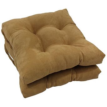 Blazing Needles 16-inch Solid Micro Suede Square Tufted Chair Cushions (Set of 2)