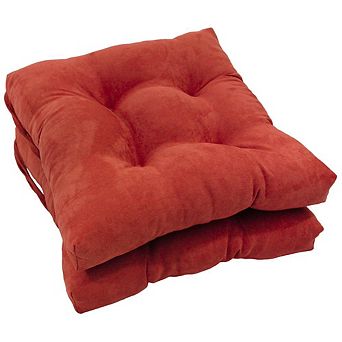 Blazing Needles 16-inch Solid Micro Suede Square Tufted Chair Cushions (Set of 2)