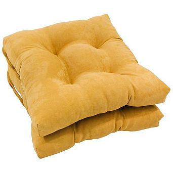 Blazing Needles 16-inch Solid Micro Suede Square Tufted Chair Cushions (Set of 2)