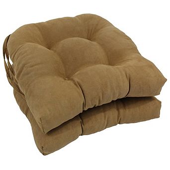 Blazing Needles 16-inch Solid Microsuede U-shaped Tufted Chair Cushions (Set of 2)