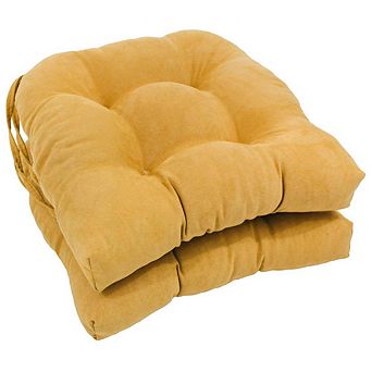Blazing Needles 16-inch Solid Microsuede U-shaped Tufted Chair Cushions (Set of 2)